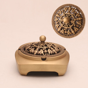 Tongpu Craftsman Pure <b>Copper</b> Ashtray, Pure <b>Copper</b> Incense Burner with Lid, Home Living Room Coffee <b>Table</b> Office New Chinese - Product Image 1