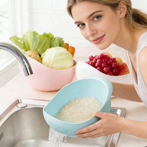 Colador de Plástico PP para Lavar Arroz con Cesta de Drenaje - Utensilio de Cocina Reutilizable y Ecológico para Verduras y Frutas - Product Image 3