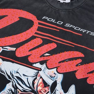 Camiseta Vintage Lavada para Hombre, Polo Oversize con Estampado Gráfico de Motociclista, Cuello Redondo, Manga Corta, Estilo Casual Urbano, Algodón Pesado - Product Image 4