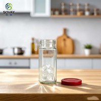 Lot de bocaux en verre transparent à paroi droite de 280 ml pour la conservation alimentaire, vides, pour la revente professionnelle