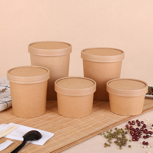 Bát Đựng Salad Bằng Giấy Thân Thiện Với Môi Trường Đóng Gói Thực Phẩm Có Nắp Cốc Giấy Dùng Một Lần Bán Sỉ, Hộp Đựng Thức Ăn Bằng Giấy Kraft Lấy Ra - Product Image 6