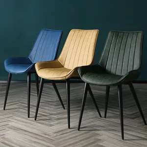 Home moderne Möbel Küchen stühle bunte Samt Esszimmers tuhl Chaises Samt Esszimmers tühle Metall beine