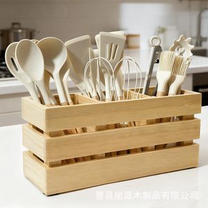 Boîte de rangement de cuisine en bois, organisateur multifonction pour couverts et ustensiles, taille de bureau 8-11,9 pouces, fabriqué à la main - Product Image 1