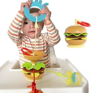 Jouets pour bébé 2025, sensoriels, en silicone souple, Montessori, hamburger, support de <span class=keywords><strong>chaise</strong></span> <span class=keywords><strong>haute</strong></span> à <span class=keywords><strong>ventouse</strong></span> - Product Image 1