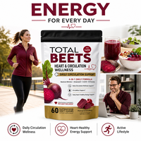 Custom Formula Total Beets Rode Bietjes Kauwtabletten, Granaatappel-Bessensmaak, Met CoQ10, Dagelijkse Superfood Kauwtabletten voor Hartgezondheid