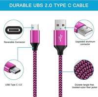 Câble de charge rapide USB-C vers USB-C tressé de haute qualité, lot de 3, cordon en nylon durable de type C pour smartphone et tablette
