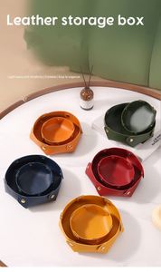 Custom logo Printed Leather Nordic Style Small Detachable Hexagonal Desktop Storage <b>Box</b> Keys Cosmetics Jewelry Household Tray - Product Image 2