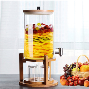 Bambu kapak ve taban musluk cam kahve ve şarap fıçısı için çay takımları soğuk içecek suyu kova - Product Image 1