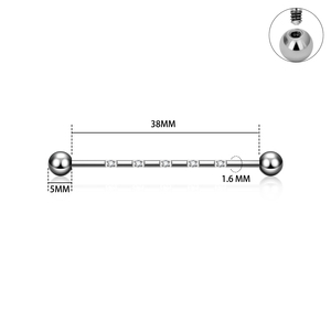 ASTM F136 titan 14g chủ đề nội bộ công nghiệp giàn giáo Barbell Bông tai xuyên CZ Pave trên cực tragus phụ nữ đồ trang sức cơ thể - Product Image 2