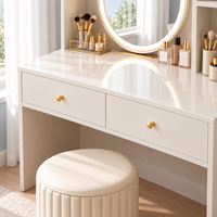 Table de maquillage moderne personnalisée avec miroir LED et tiroirs de rangement, meubles de chambre à coucher