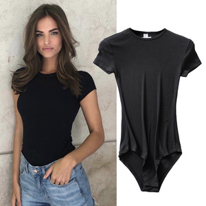 Bon marché <span class=keywords><strong>Body</strong></span> en jersey à manches courtes et col carré de couleur unie pour femmes Shapewear - Product Image 4