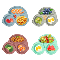 Vaisselle pour bébé en silicone souple en forme de voiture, écologique, sans BPA, compatible lave-vaisselle, qualité alimentaire, pour enfants