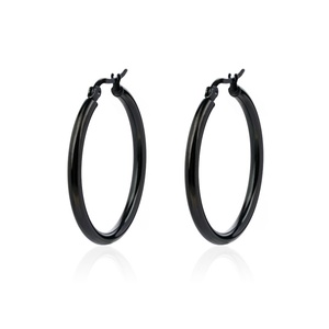 Cool Black Vintage Chrome Plaqué Géométrique Huggie Hoop Boucles D'oreilles À La Mode Multi Taille En Acier Inoxydable Femmes Mode Rue - Product Image 6