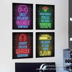 Mural de pared estilo cyberpunk, lienzo impreso con letras y números abstractos, decoración del hogar, pintura al óleo rectangular, dormitorio, sala de deportes electrónicos - Product Image 3
