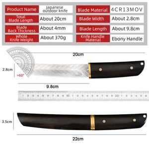 มีดล่าสัตว์ใบตายเหล็กดามัสกัส ด้ามไม้จันทน์ดำ สแตนเลส DIY งานไม้ EDC OEM - Product Image 6