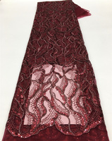 Nouveau Tissu en Dentelle à Paillettes Brodé Plat et Textile en Tulle à Paillettes pour Robe Femme, Vente en Gros Afrique Nigéria 2022