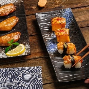 Soportes de <span class=keywords><strong>Sushi</strong></span> de cerámica ecológicos japoneses vintage de diferentes tamaños para uso en restaurante plato largo para tienda <span class=keywords><strong>Izakaya</strong></span> - Product Image 1
