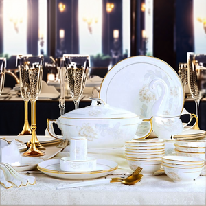 Luxury Classic Bone China Glazed Tableware <b>Set</b> Various Specifications Hotels <b>Restaurants</b> Weddings Commercial Use Dishwasher Safe - Product Image 2