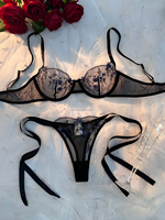 Ensemble de lingerie élégant en dentelle noire brodée de haute qualité, directement de l'usine