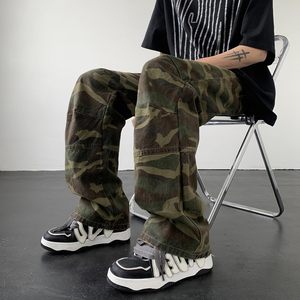 Women's High Rise Camo Baggy <b>Jeans</b> Straight Wide Leg Cargo with Flap Pocket Breathable Skinny Fit for Teen <b>Girls</b> - Product Image 4
