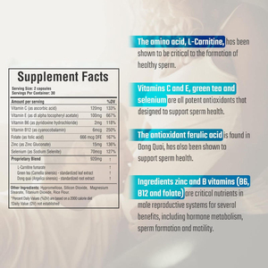 Integratore per la fertilità maschile OEM/ODM, multivitaminico naturale e biologico per migliorare la fertilità, l'equilibrio ormonale e la concezione. - Product Image 2