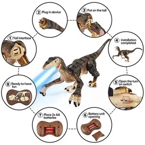 Dinosaurio Raptor LED con Luz y Sonido, Control Remoto, Juguetes de Dinosaurios para Niños, 2.4 Ghz, Velociraptor, <span class=keywords><strong>Robot</strong></span> de <span class=keywords><strong>Juguete</strong></span> RC - Product Image 2