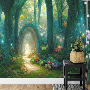 Fondos de pantalla de Naturaleza y paisaje, <span class=keywords><strong>bosque</strong></span> mágico de cuento de hadas <span class=keywords><strong>en</strong></span> <span class=keywords><strong>la</strong></span> <span class=keywords><strong>noche</strong></span>, Mural fácil de instalar, decoración de pared extraíble - Product Image 4
