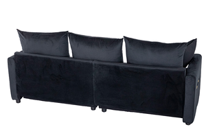 Velvet Modern <b>Convertible</b> 2-Seater Sofa Set Black Two-Tone Sofa <b>Bed</b> with Contemporary Design for Hotel Apartment Villa Use - Product Image 2