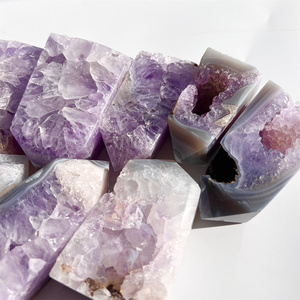 Tour de géode en améthyste naturelle Druzy, matériau <span class=keywords><strong>Rare</strong></span>, pierre de guérison, Point de amas de cristal - Product Image 5