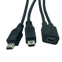 Kabel Splitter Mini USB 2.0 Female ke Dual Mini USB 5Pin Male Berpelindung 30cm untuk Pengisian Daya Perangkat Ganda & Printer