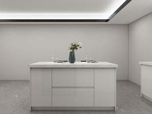 Gabinetes de Cocina con Acabado Brillante Blanco, Puerta Plana, Encimera de Cuarzo Estampado, Estilo Minimalista, Ecológico, Modular para Apartamento - Product Image 5