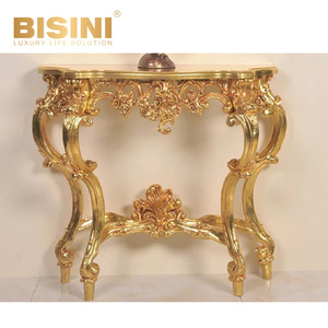 Consolle di Lusso in Resina con Foglia d'<span class=keywords><strong>Oro</strong></span>, Stile <span class=keywords><strong>Barocco</strong></span> Antico con Piano in Marmo Naturale per Ingresso, Soggiorno e Hotel - Product Image 5