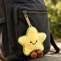 Pendentif en peluche étoile douce, pendentif décoratif de sac de dessin animé, porte-clés en peluche pentagone, breloque de sac