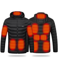 Veste d'hiver à capuche chauffante intelligente pour homme M091, solide, chaude, imperméable, coupe-vent, rembourrée, col roulé, en nylon, décontractée, pour l'extérieur