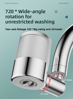 Robinet extractible universel en laiton avec filtre anti-calcaire et aérateur, finition chromée, buse anti-éclaboussures pour cuisine et salle de bain, à commande tactile