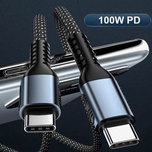 Nuevo <span class=keywords><strong>Cable</strong></span> de Datos Trenzado USB-C a USB-C de 100W, 1M 2M, <span class=keywords><strong>Cargador</strong></span> Móvil para <span class=keywords><strong>iPhone</strong></span>, Samsung, <span class=keywords><strong>Cable</strong></span> de Carga Tipo C para Laptop - Product Image 3
