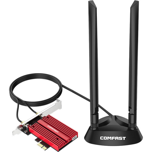 Comfast 5374Mbps 2.4G 5G 6G Tri-band Wireless 802.11AX PCIE WIFI 6e Adapter Desktop Wifi PCI Express Card with External Antennas