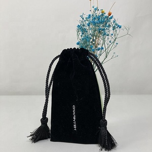 カスタムベルベット包装ギフトバッグベルベット巾着ポーチバッグブラックジュエリーベルベット好意バッグ包装 - Product Image 2