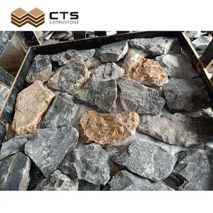 China Factory Cheapest Outdoor Random Dark Blue Slate Quartzite Natural Stone Limestone Wall Cladding Pieces