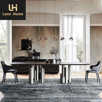 Table de salle à manger moderne de luxe en bois et acier inoxydable sur mesure OEM