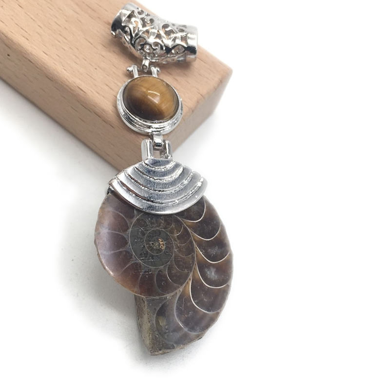 Tiger Eye stone snail pendant