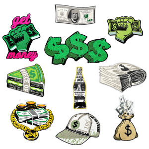 Parches de Chenilla Bordados Personalizados con Diseño de Dólares Grandes para Planchar en Jeans, Sudaderas y Chaquetas - Product Image 1