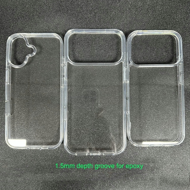 Custom 1.5mm Depth Deep Groove Clear Phone Case for iphone 17 16 15 14 13 12 11 Blank Full Clear Grooved Phone Cover for Epoxy