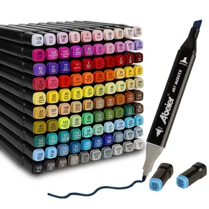 Hochverkaufsmenge 100 Farben dauerhafter Alkohol-Doppelspitzen-Marker-Stift mit Ohretikett
