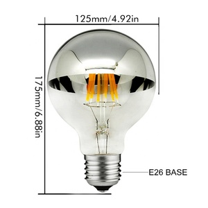 Phổ Biến Bạc Nhúng Bóng Đèn Công Nghiệp Phong Cách Cổ Điển Nửa Gương Quả Cầu Đèn G125 <span class=keywords><strong>E27</strong></span> Trắng Ấm - Product Image 2