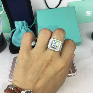 DAIHE Luxus Glaring Square Full <span class=keywords><strong>Diamond</strong></span> Herren Diamante Ring Beliebter Schmuck ring
