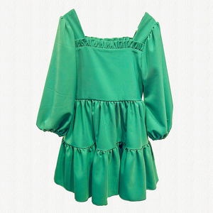 Abito elegante a collo quadrato per bambini vestito personalizzato per ragazze a manica lunga abito da vacanza all'ingrosso vestito viola estivo - Product Image 3