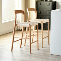 Chaise de salle à manger et tabouret haut contemporains en bois de frêne et rotin tressé, dossier minimaliste, durables et stables pour la maison, le bar ou le restaurant