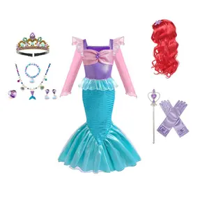 Fancy Mermaid Costume for Girls 4-10 Y Ariel Cosplay Birthday Princess Dress Halloween Carnival Party Gown Girls Mermaid Dress