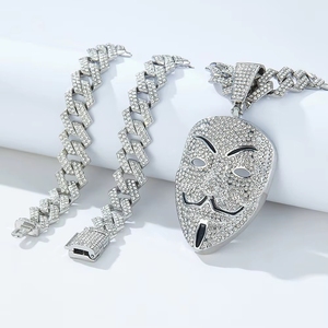 Collar con Colgante de Aleación de Guy Fawkes de V for Vendetta, Estilo Hip-Hop de Halloween, Cadena Cubana para Hombres y Niños - Product Image 6